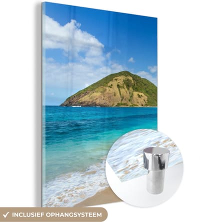 MuchoWow® Glasschilderij 30x40 cm - Schilderij acrylglas - Zee - Tropisch - Strand - Planten - Foto op glas - Schilderijen