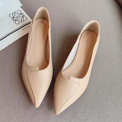 Schoenen Dames Lage Hak Twee-weg Pumps Franse Stijl Puntige Neus Authentiek Leer Zachte Zool Blokhak Lage Blokhak Koreaanse Stijl 36
