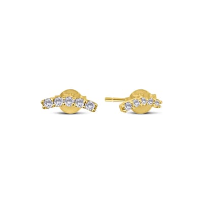 New Bling 9NBSAM-G230267 Gouden Oorknopjes met Zirkonia - Boogje - 9x2,3mm - 14 Karaat - Goud