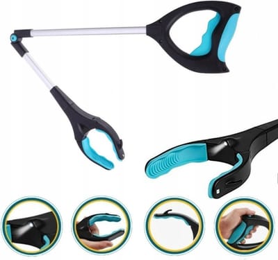 Opvouwbare Lichtgewicht Grijper met Magneet en Ledverlichting - Draaibare Kop Afvalgrijper - Grijparm - Grijphulp van Aluminium - Grijptang voor Afval & Zwerfvuil - Grijpstok – 82 cm