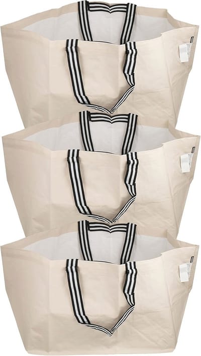Grote herbruikbare draagtas lichtbeige - Set van 3, 71L, 57x37x39cm