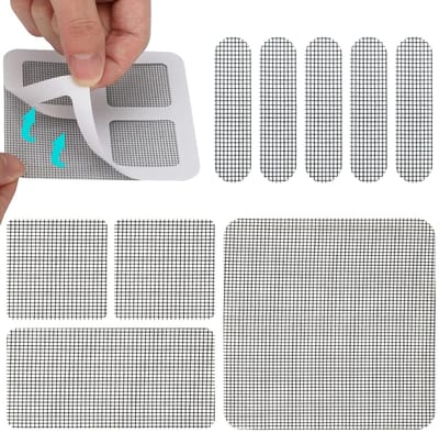 40 Stuks Vliegengordijn Reparatietape, Zelfklevende Glasvezel Patches, Insectenbescherming, Herstel van Vliegenschermen, Vrij Te Snijden en Aanpasbaar