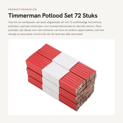 Dailygoods- Potlood 72 Stuks - Achthoekig Hout - Markering - Timmerlieden - Bouwers - Zwart - Hardhout - Markeerstift