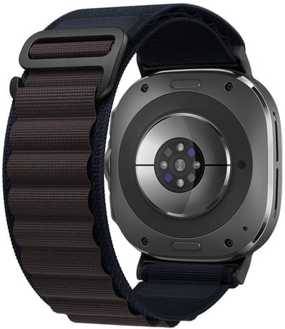 Nylon loop bandje - geschikt voor Samsung Galaxy Watch 8 (40mm) / Galaxy Watch 8 (44mm) / Galaxy Watch 8 Classic - premium bandje met haaksluiting - donkerblauw