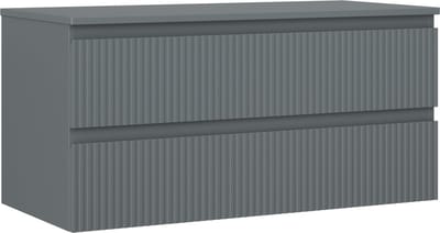 Mexen Rivel badkamerkastje voor wastafel 100 cm met blad, 2 lades, geribbeld, mat grafiet - 91A20-10047-2-BFFC66