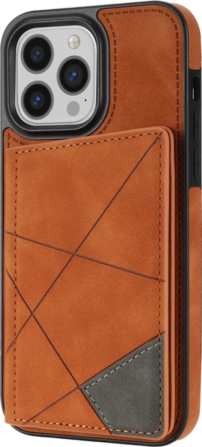 Hoesje geschikt voor iPhone 15 Pro - Backcover - Pasjeshouder - Portemonnee - Camerabescherming - Stijlvol patroon - TPU - Oranje
