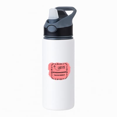 Hacebo® - de liefste schoonmoeder van de wereld waterfles met rietje zwart - Schoonmoeder - de liefste schoonmoeder - Moeder cadeautjes - moederdag - verjaardag - geschenk - kado - water fles - 650ML