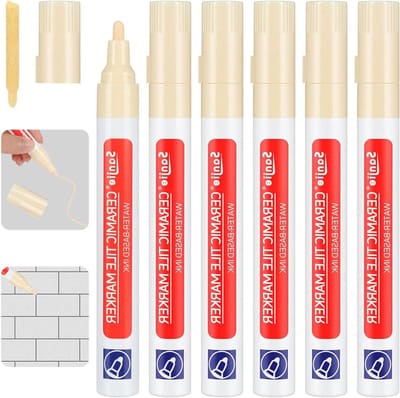Voegstift Set - Tegelmarker Renovatie - Voegen Opfrissen - Waterdicht & Sneldrogend - 6 Stuks - Beige