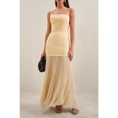 Reiss Knit Woven Midi Dress Yellow Size: 12 | Midi Dresses Outlet | Dames | Geel