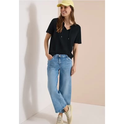 Shirt met korte mouwen en gespleten hals