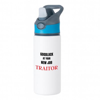 Hacebo® - Goodluck at your new job fucking traitor waterfles met rietje blauw - Afscheid bedank cadeau - collega - werknemer - cadeau - kado - afscheid - nieuwe baan - water fles - 650ML