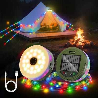 Lichtsnoer op zonne-energie voor buiten - 10 m - Waterdichte lichtketting met 10 modi - Voor Camping en Buitenfeestjes
