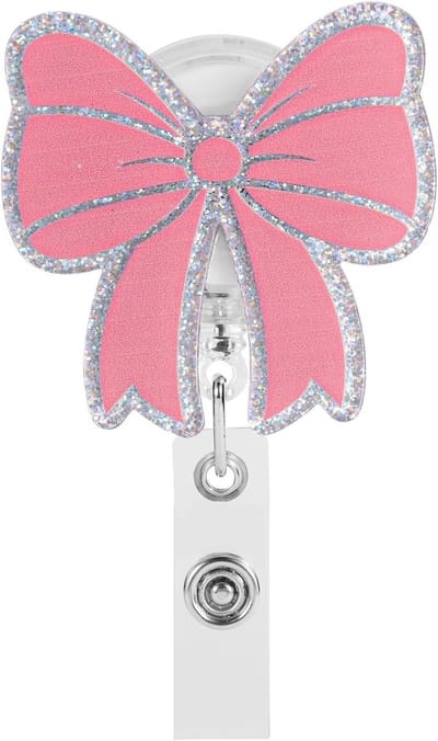 Schattige Badge Reel met Roze Strik, Retractable ID Houder met Alligator Clip voor Verpleegkundigen, Medisch Personeel en Studenten Accessoires