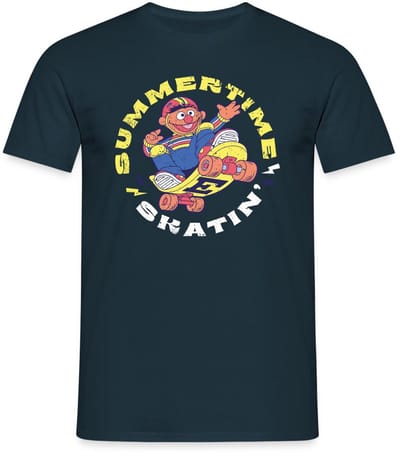 Sesamstraat Ernie Zomer Tijd Skaten T-Shirt Heren