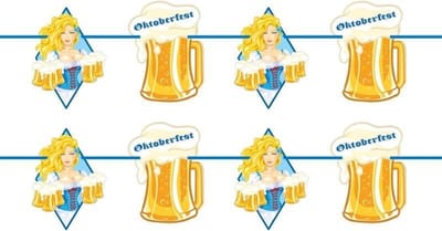 Oktoberfest - 2x Oktoberfest/bierfeest slingers met blonde dame 10 meter - Feestartikelen versiering