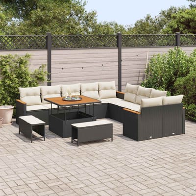 vidaXL - Tuinbank - Set - 13 - st - Zwart - poly - rattan