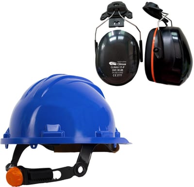 Veiligheidshelm RG5 met Oorkappen - Blauw - Verstelbaar met Draaiknop - Oorkappen helm – Gehoorbescherming