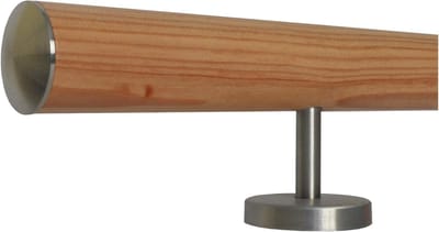 Larikshouten Leuning - Trap Leuning - Veilig Trap Lopen - Roestvrijstalen Houders - 120 cm - Metaal