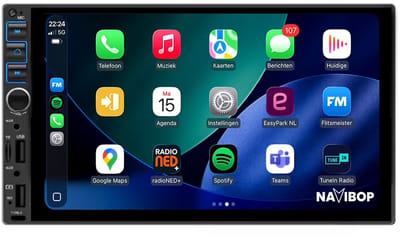 Geschikt voor Universeel 2DIN ( t/m ) | 9 inch Android 15.0 CarPlay autoradio | Draadloos CarPlay & Android Auto | 2GB RAM + 32GB | Externe microfoon | Bluetooth & WiFi | NAVIBOP NB-2065 | Bouwjaar t/m