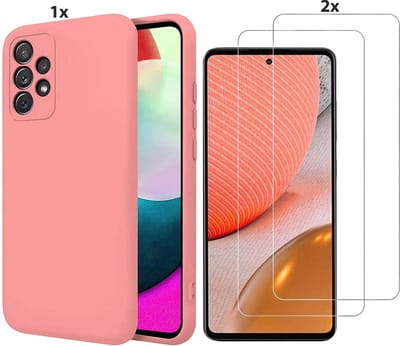 Hoesje Geschikt Voor Samsung Galaxy A72 Hoesje Soft Nano Silicone Backcover Gel Roze Met 2x Glazen Screenprotector