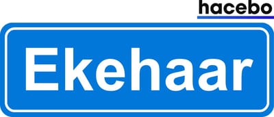 Hacebo - Plaatsnaam Sticker - 29x10 CM - Ekehaar sticker - Verkeersborden sticker - grappige cadeaus - Ekehaar