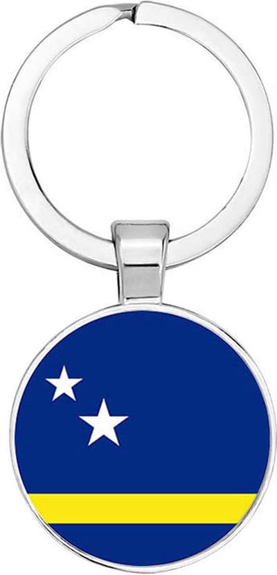 Akyol - Curaçao vlag Sleutelhanger - curaçao - iemand die houdt van reizen - vakantie - landen - vlag - reizigers - cadeau - geschenk - gift - kado - verassing - 2,5 x 2,5 CM