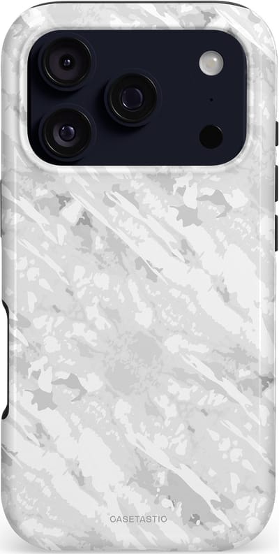 Casetastic hoesje geschikt voor Apple iPhone 17 Pro - MagSafe - Dubbellaagse bescherming - Winterse Camouflage - Fashion Case - Lichtgrijs Wit