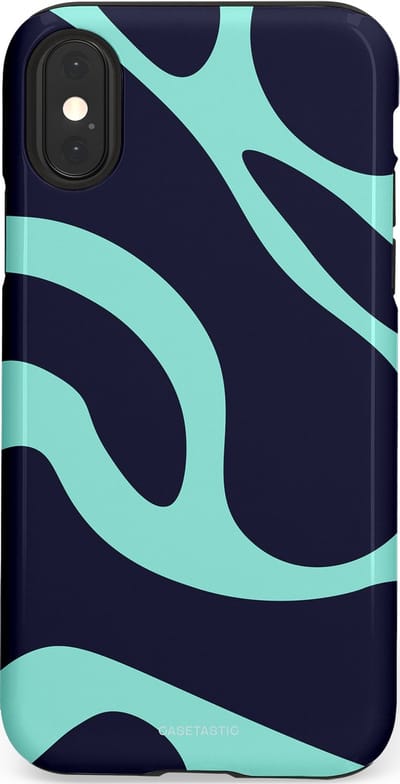 Casetastic Hoesje Geschikt voor Apple iPhone X/Xs - Stijlvolle Beschermende Duo-layer Case - Golvenritme Aqua-Marine