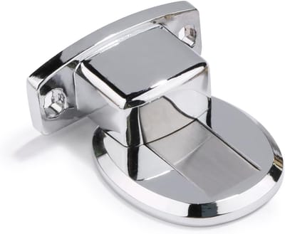 Magnetische deurstopper - Zinklegering, chromen afwerking - Voorkomt stoten tegen muren - Houdt binnendeuren open - Frans merk - Extra plat - 6 x 5,5 x 2 cm