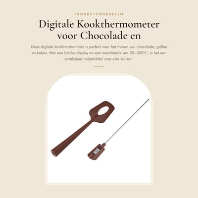 Dailygoods- Thermometer Digitale Voedselthermometer - Thermometer voor Chocolade/Saus/Jam - Metalen Sonde - 20~320℃ Meetbereik - Duidelijk Digitaal Display - Verwijderbare Spatel