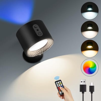 Ynkkvre - Wandleuchte - Doppelseitig - Einstellbares Warmweißes Licht & RGB-Umgebungsbeleuchtung + 360° Drehbare Magnetkugel - 1 Stk - Wohnzimmer Schlafzimmer Garage Weiß