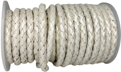 Gevlochten Leren Koord Rond, 5 m x 5 mm - Rond Gevlochten Lederen Koord, Voor Halskettingen, Armbanden, Sieraden, Knutselkralen en Veters (Silver)