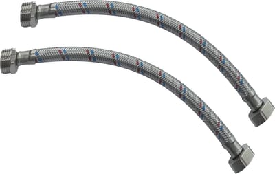 Flexibele Aansluitslang - Kraan Slang - Kranen Aansluiten - Set van 2 - 300 mm - Zilverkleurig
