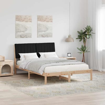 vidaXL - Bedframe - met - hoofdeinde - Bruin - 135 - x - 190 - cm - Massief - grenenhout