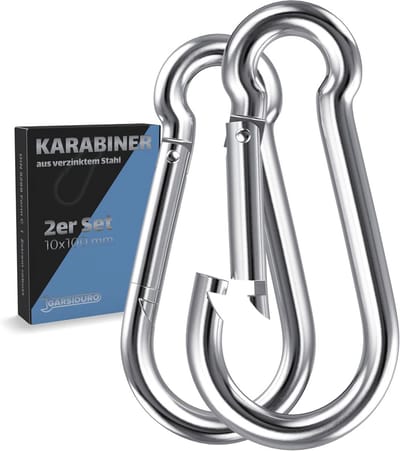 SnelShoppen - Karabijnhaak Verzinkt Staal DIN 5299 | Veiligheidshaak voor Sleutels, Hondenriem, Camping, Outdoor, Luifel, Schommel, Zonnezeil, 6mm x 6
