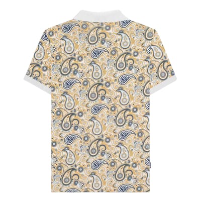 Lambretta Heren SS25 Paisley Gebrand Big & Tall Poloshirt (Wit, Marine)