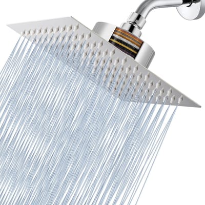 Dailygoods- Regendouchekop met krachtige waterstroom - Douchekop 20 cm - Roestvrij staal - Watervalfilter - Hoge druk - Verstelbare douchearm