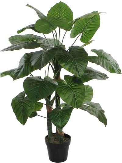 Kunstplant Taro Groen - H 120cm - Kunststof pot - Mica Decorations