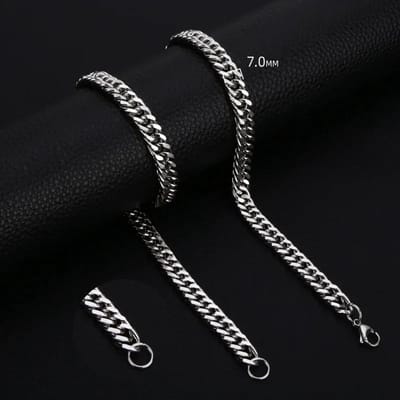 Aramat Jewels | Halskettingen | RVS Curb Chain Ketting Zilverkleur - Stoere Schakelketting | 55cm / 7.5mm |55cm | | Staal | Volwassenen | Verkleurd niet