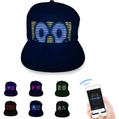 LED Hoeden LED Display Boodschap Petten LED Lichtgevend Aanpasbare BT Hoed DIY Boodschappen 22 Animaties 20 zwart