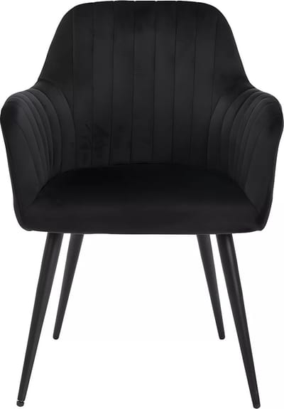 Vente-unique Set van 2 stoelen met fluweel en zwarte metalen leuningen - Zwart - ELEANA