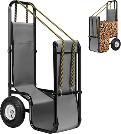 Heavy Duty Houtkar met Rubber Wielen voor Brandhout Transport