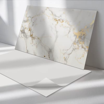 Wallfluent Vinyl Wandpaneel - Elegant marmerpatroon Zelfklevende Wandbekleding - 120 cm x 60 cm - Wit Vinyl Wandpaneel - 1 stuk - Rechthoekig Wandbekleding Vinyl - Texturen Wandpaneel - Wandpaneel PVC - Wandpaneel Keuken en Badkamer