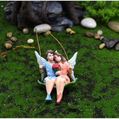 Figurines de Couple romantiques, balançoire fleur fée jardin Micro paysage pendentif résine artisanat décoration de scène créative