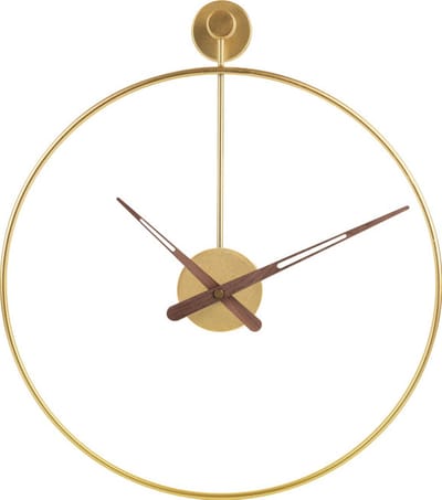 SensaHome Wandklok Rio - Luxe Klok Industrieel Design - Grote Wandklok van Metaal - Ø50cm - Goud