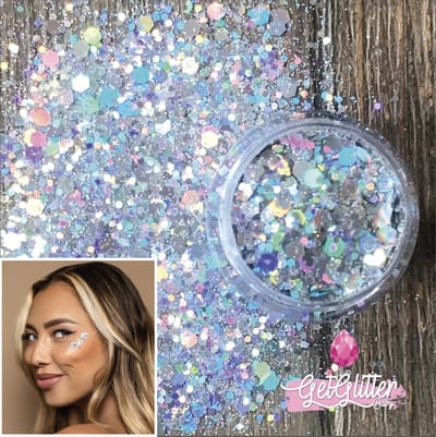 GetGlitterBaby® - Biologische / Biologisch afbreekbare Zilveren Chunky Festival Glitters voor Lichaam en Gezicht / Biodegradable Face Body Jewels - Zilver