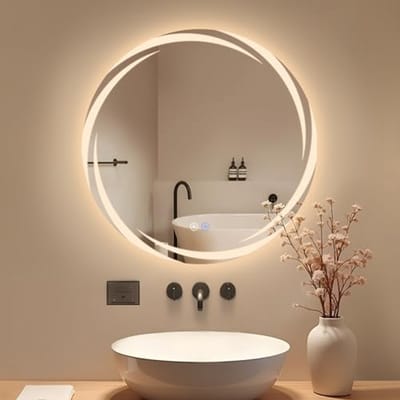 Ronde Badkamerspiegel met Verlichting - 50cm, Dimbaar met 3 Lichtkleuren, Bluetooth, Ontwaseming en Geheugenfunctie