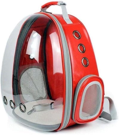 Huisdier Rugzak - Draagbare Tas - Reizen met Huisdier - Transparant Ontwerp - 41 x 29 x 26 cm - Rood
