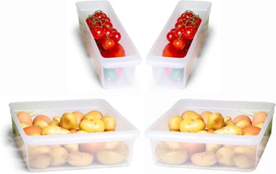 Novaliv Koelkastset van 4 organizers Koelkast Klein + Groot BPA-vrij Keukenorganisatie Keukenorganizer Koelkastorganizer Voedselveilige flessenorganizer Opbergvak Koelkastvak