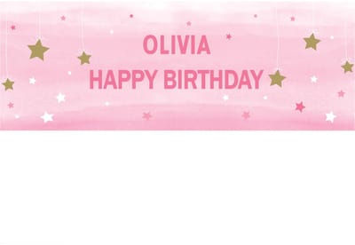 CREATIVE PARTY - Roze personaliseerbare banner 50 x 152 cm met zelfklevende letters